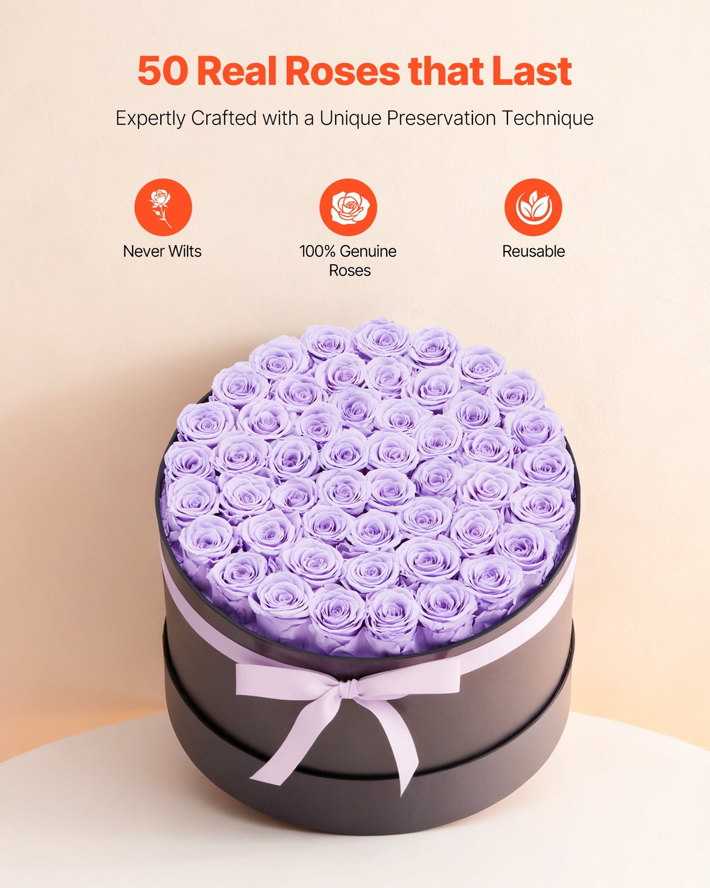Forever Flowers, 50 Preserved Roses In A Box