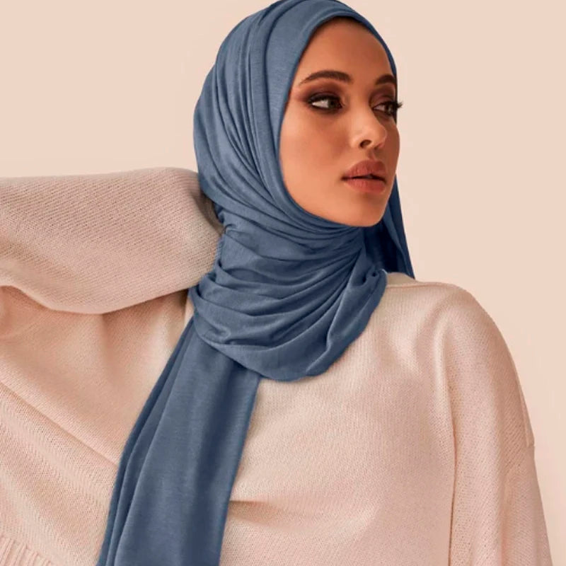 Soft Hijabs Scarf Shawl Plain Cotton Jersey Scarves
