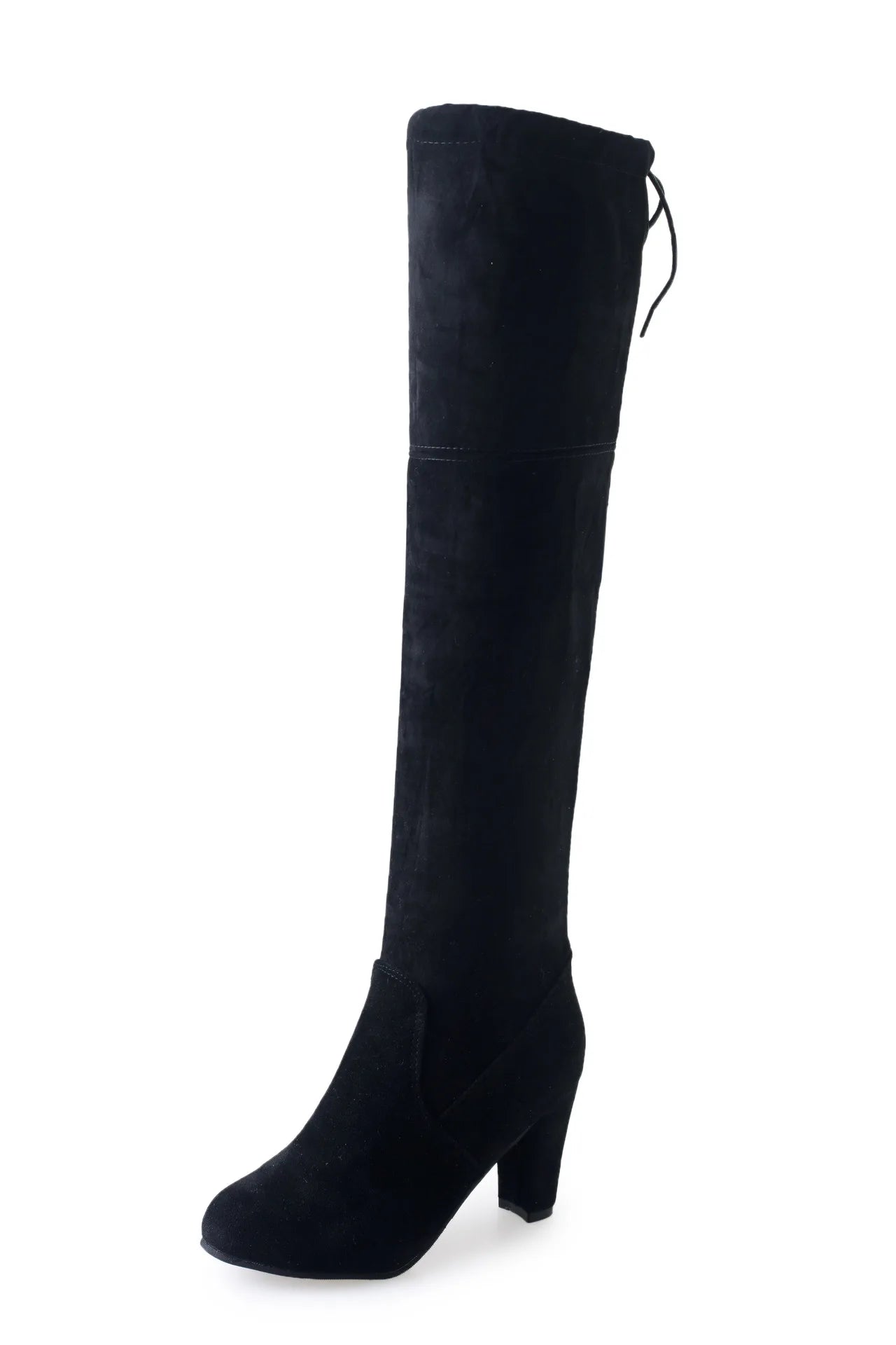 Faux Suede Over The Knee Boots Lace Up
