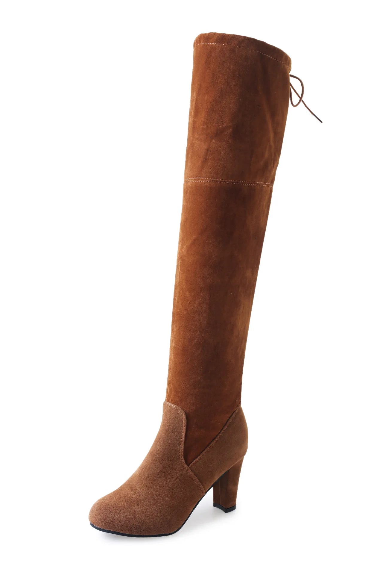 Faux Suede Over The Knee Boots Lace Up