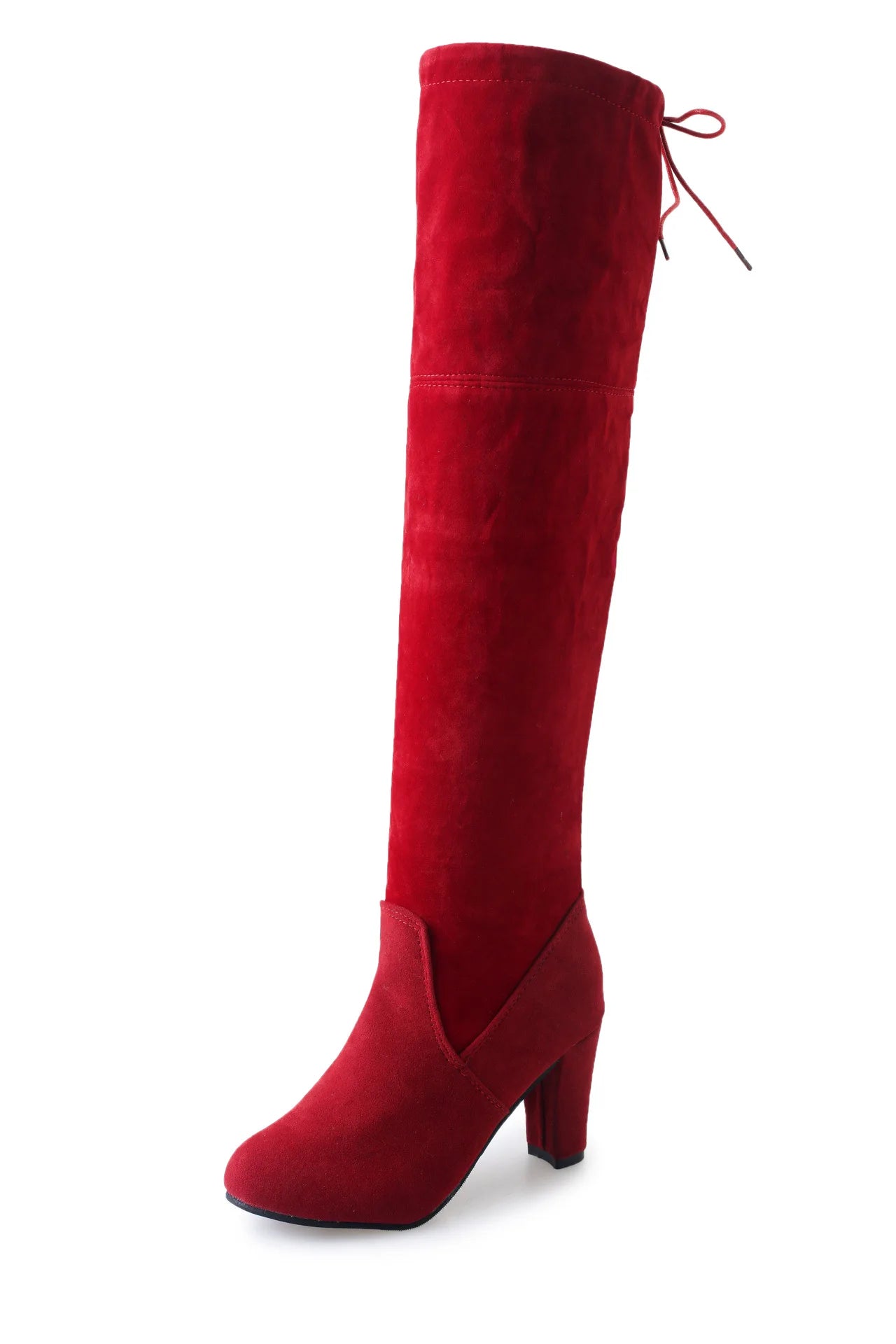 Faux Suede Over The Knee Boots Lace Up