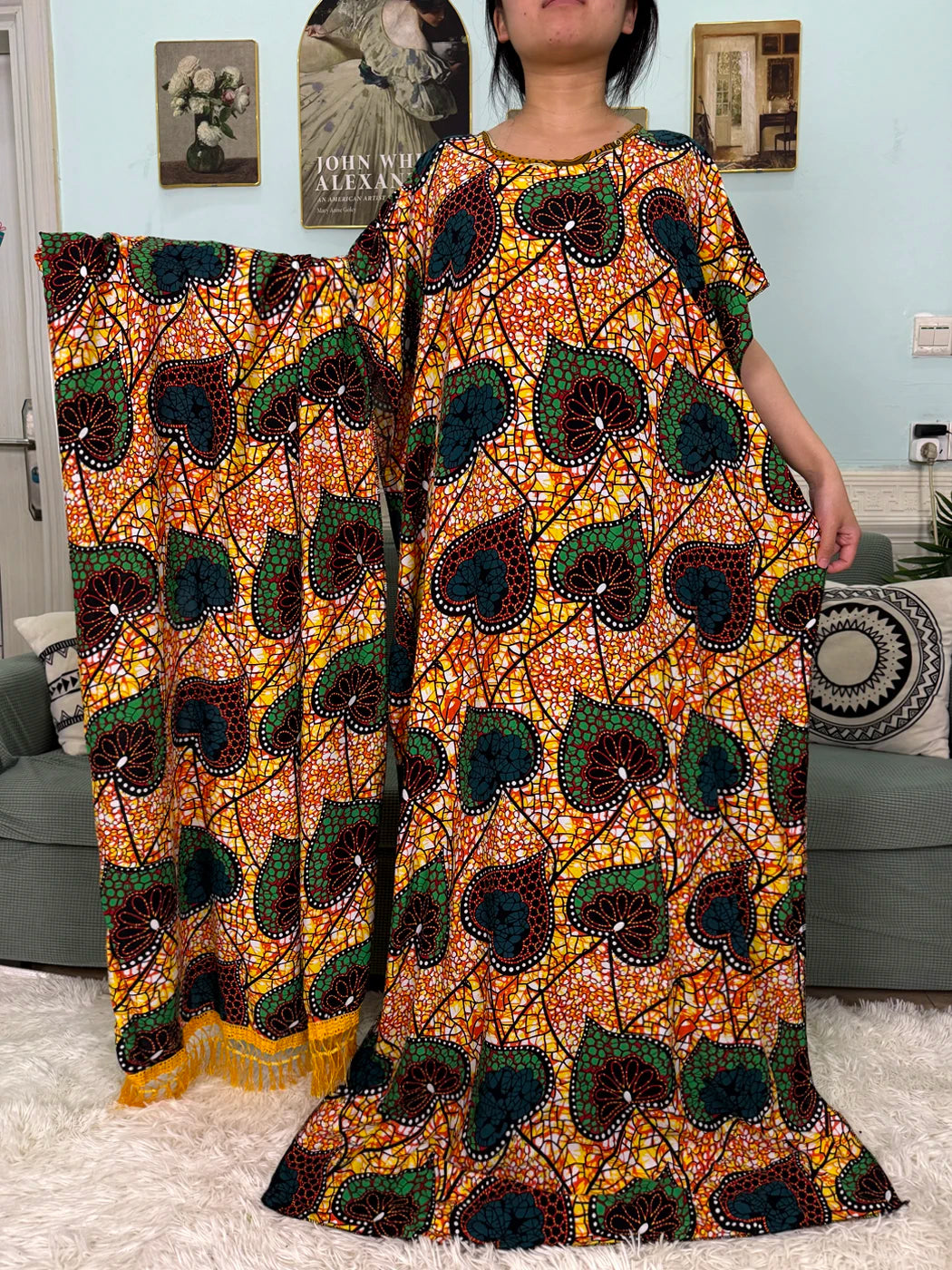 Abayas For Women Printed Cotton Soft Loose Fit Femme Robe