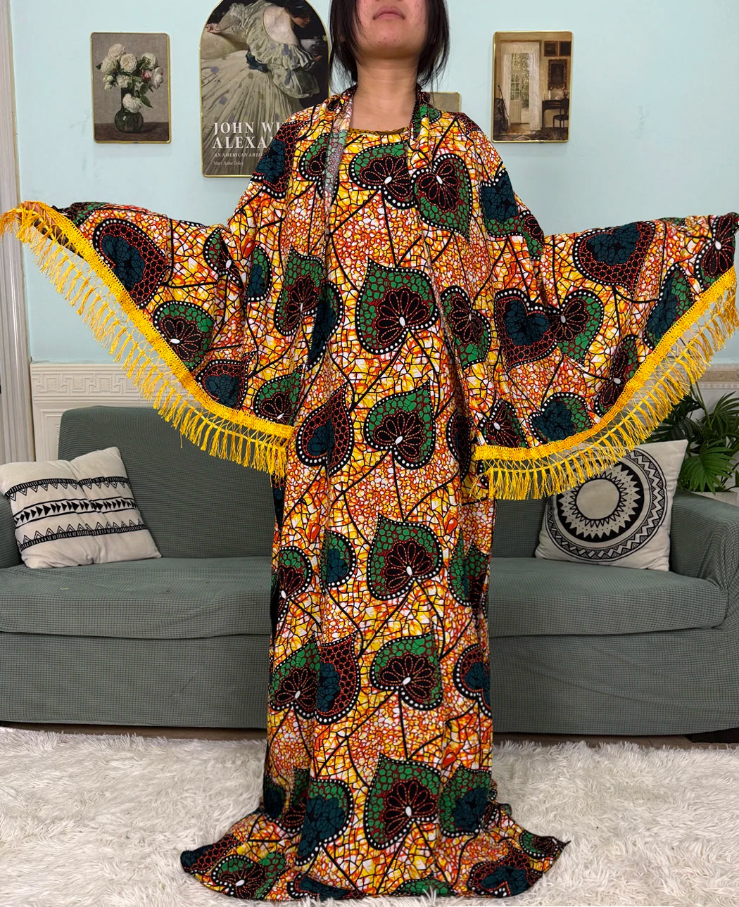 Abayas For Women Printed Cotton Soft Loose Fit Femme Robe