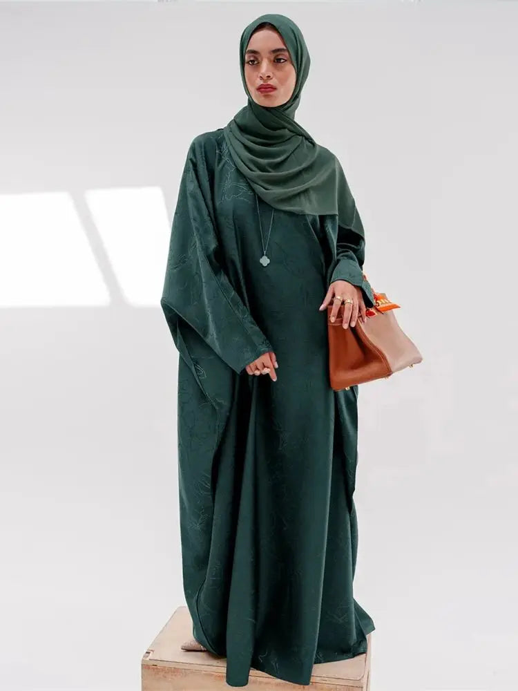 Satin Abaya Damen Dubai Arabic Muslim Kaftan African Dresses