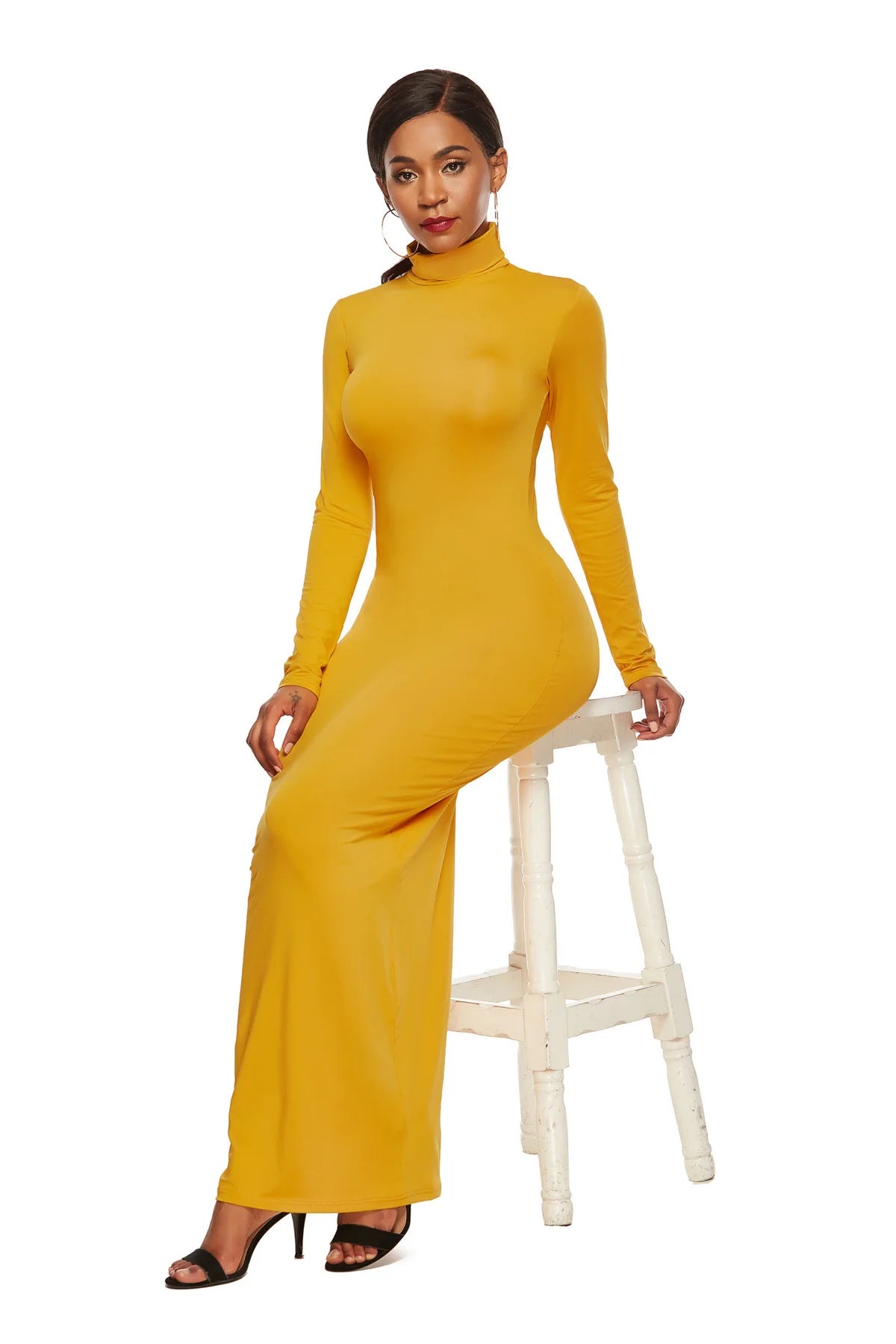 Slim Long High Neck Bodycon Dress