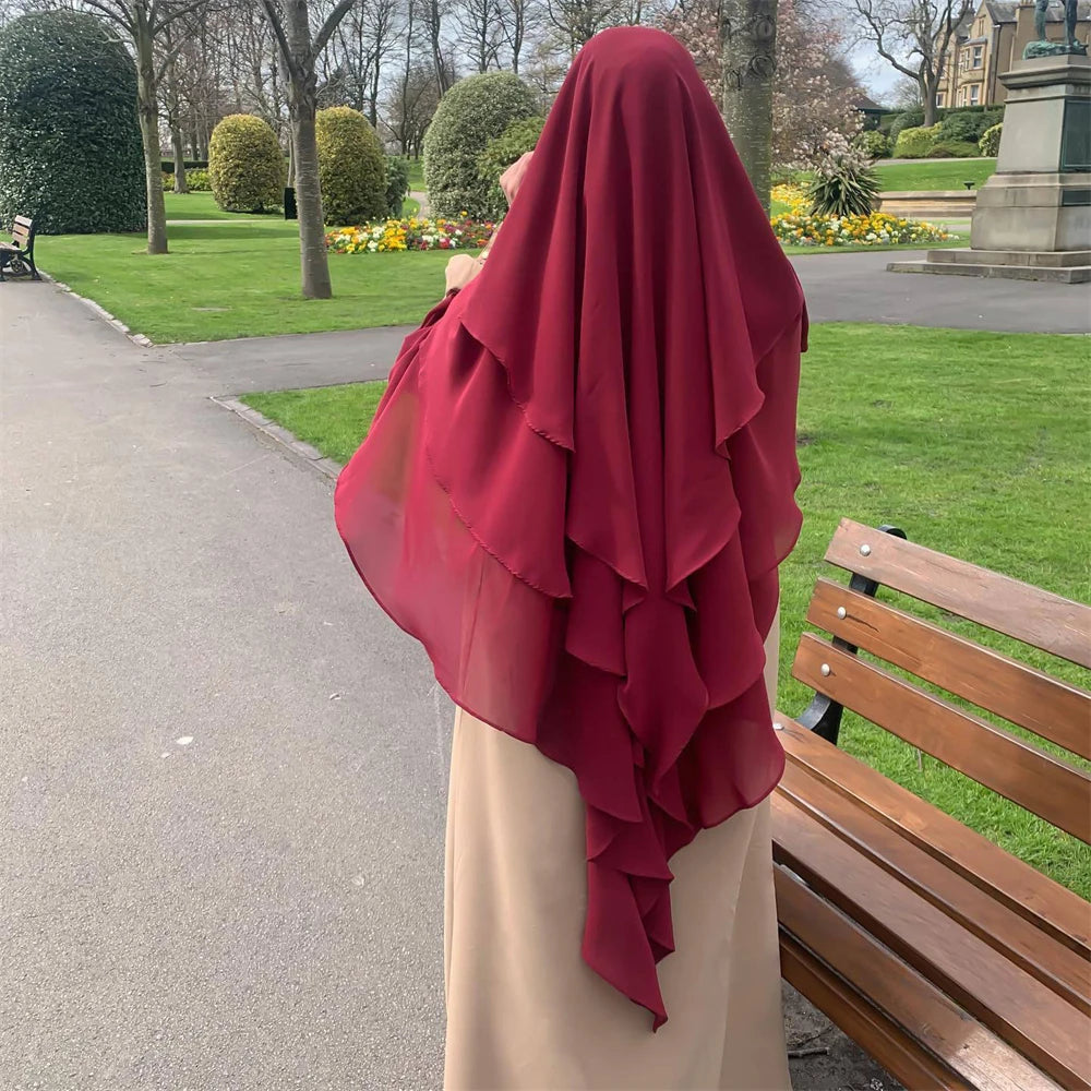3 Layers Chiffon Hijabs Islamic Clothing Ramadan Eid Headdress