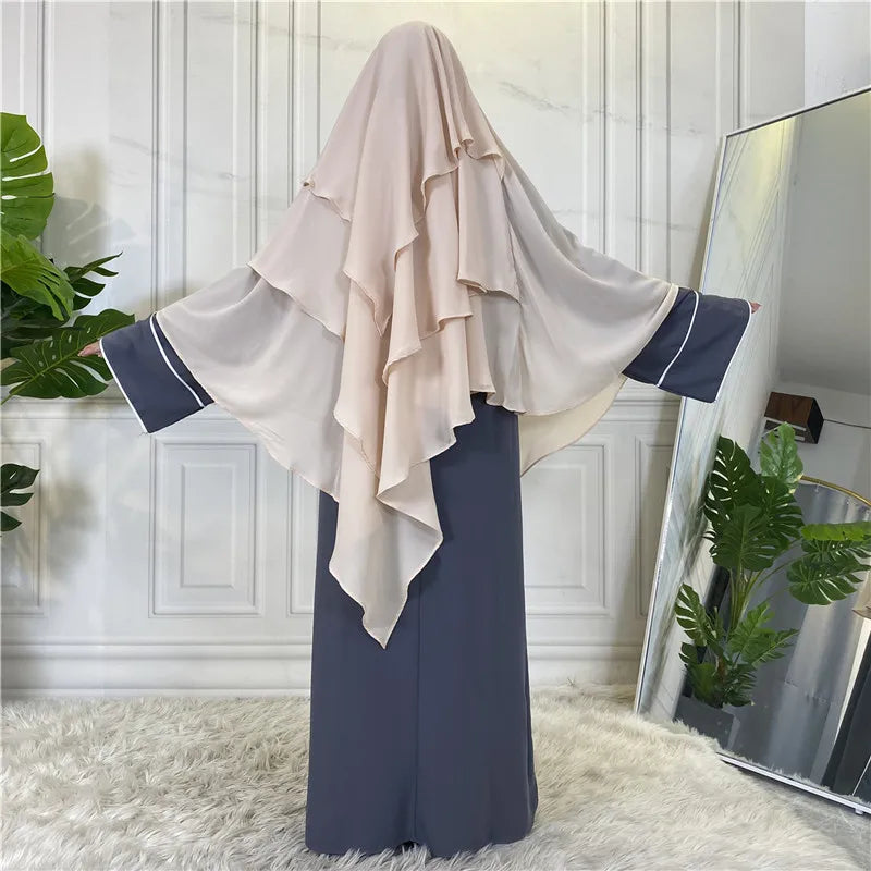 3 Layers Chiffon Hijabs Islamic Clothing Ramadan Eid Headdress