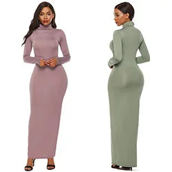 Slim Long High Neck Bodycon Dress