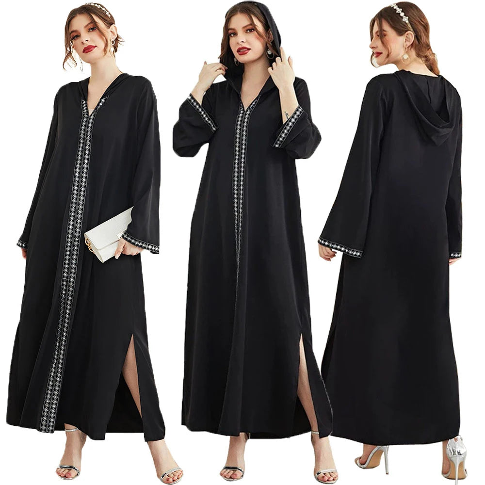 Morocco Kaftan Women Muslim Hooded Maxi Dress