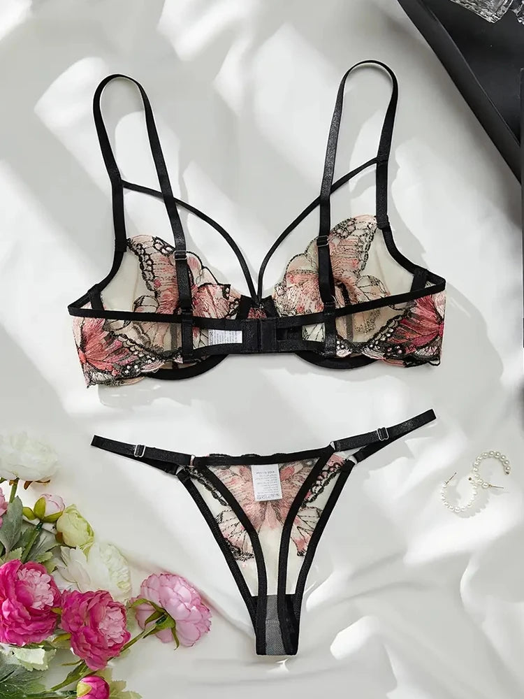 Lingerie Butterfly Embroidery Bra Sets