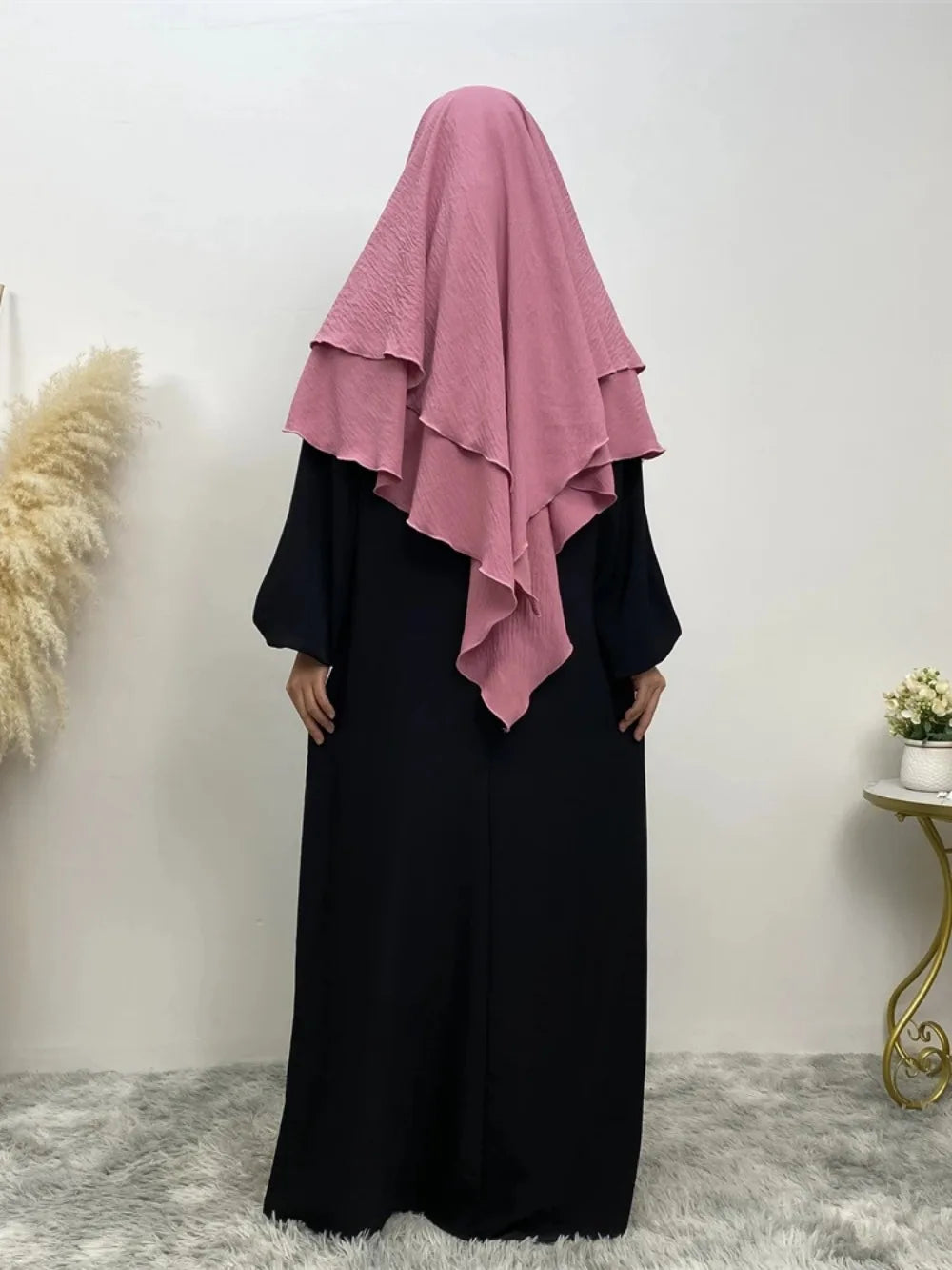 2 Layers Jazz Crepe Long Khimar Women Hijab