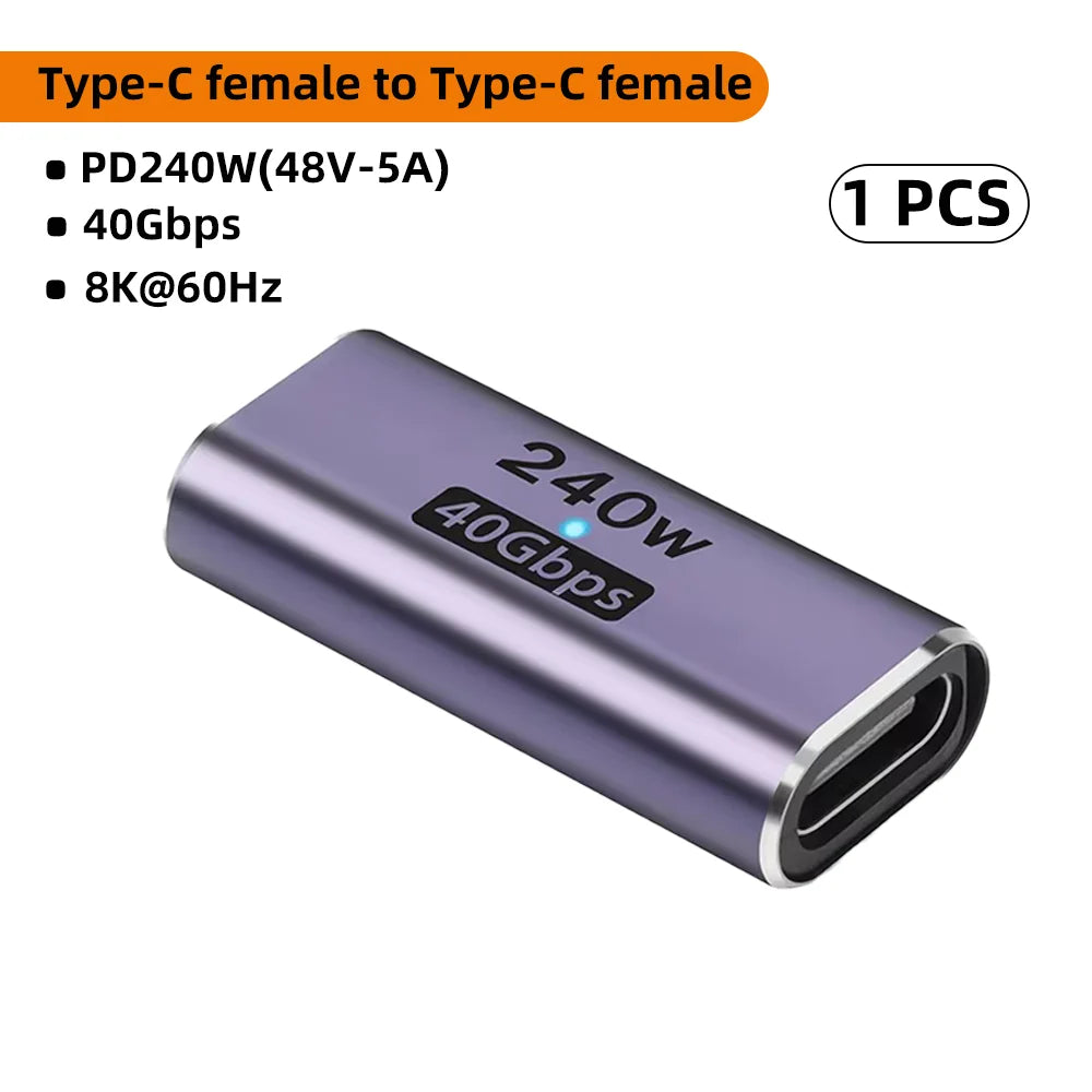 USB C Female to Female Adapter with PD 240W 40Gbps 8K 60hz