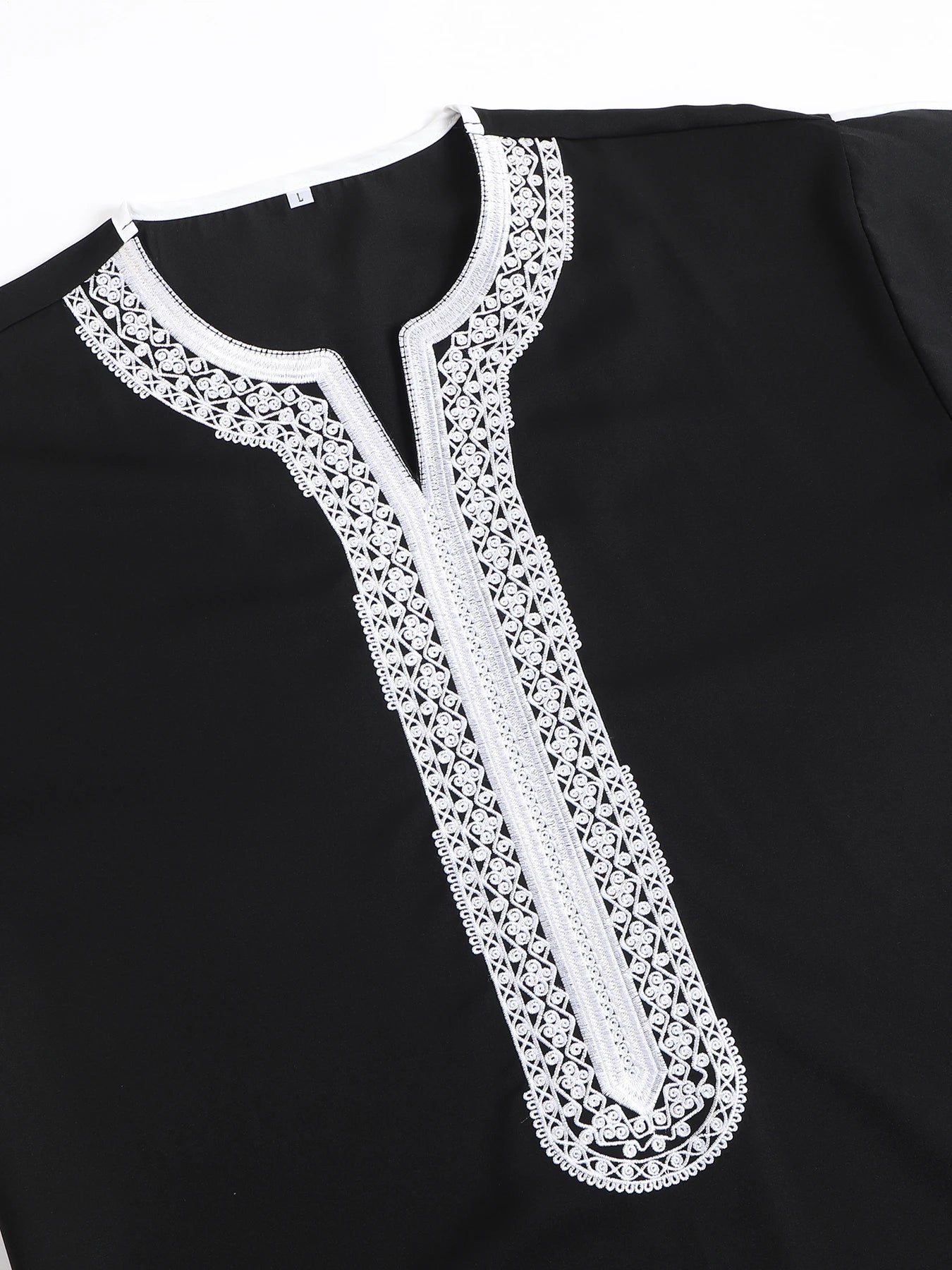 Muslim kaftan Men Short sleeve embroidered Moroccan Arab