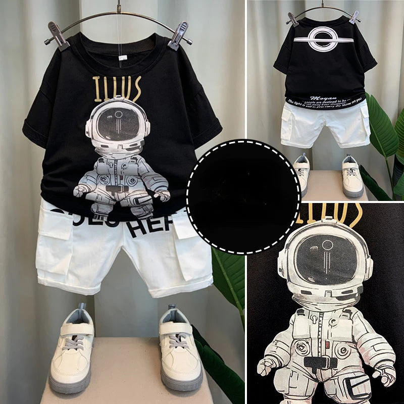 Boys Casual Letter Shorts Two Pieces Set