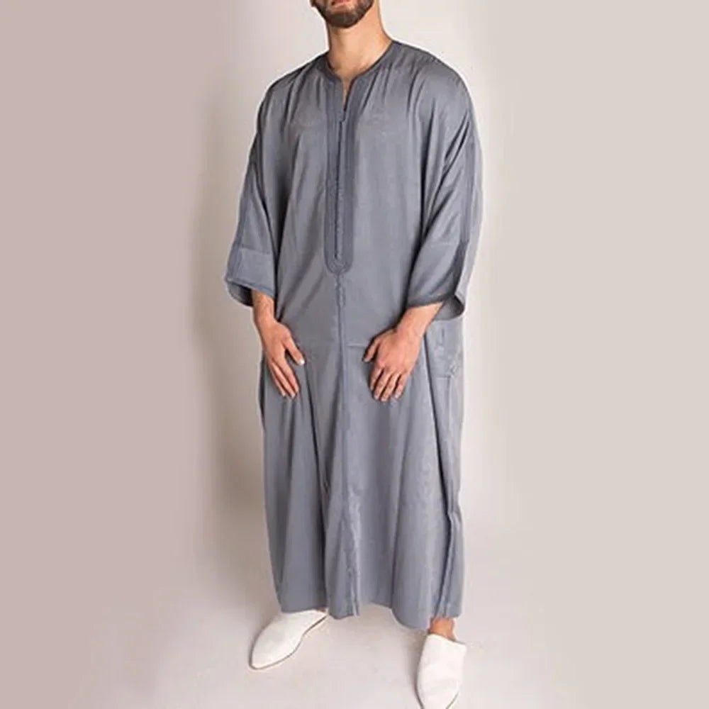 Durable Kaftan Arab Muslim Robe Men Jubba Thobe