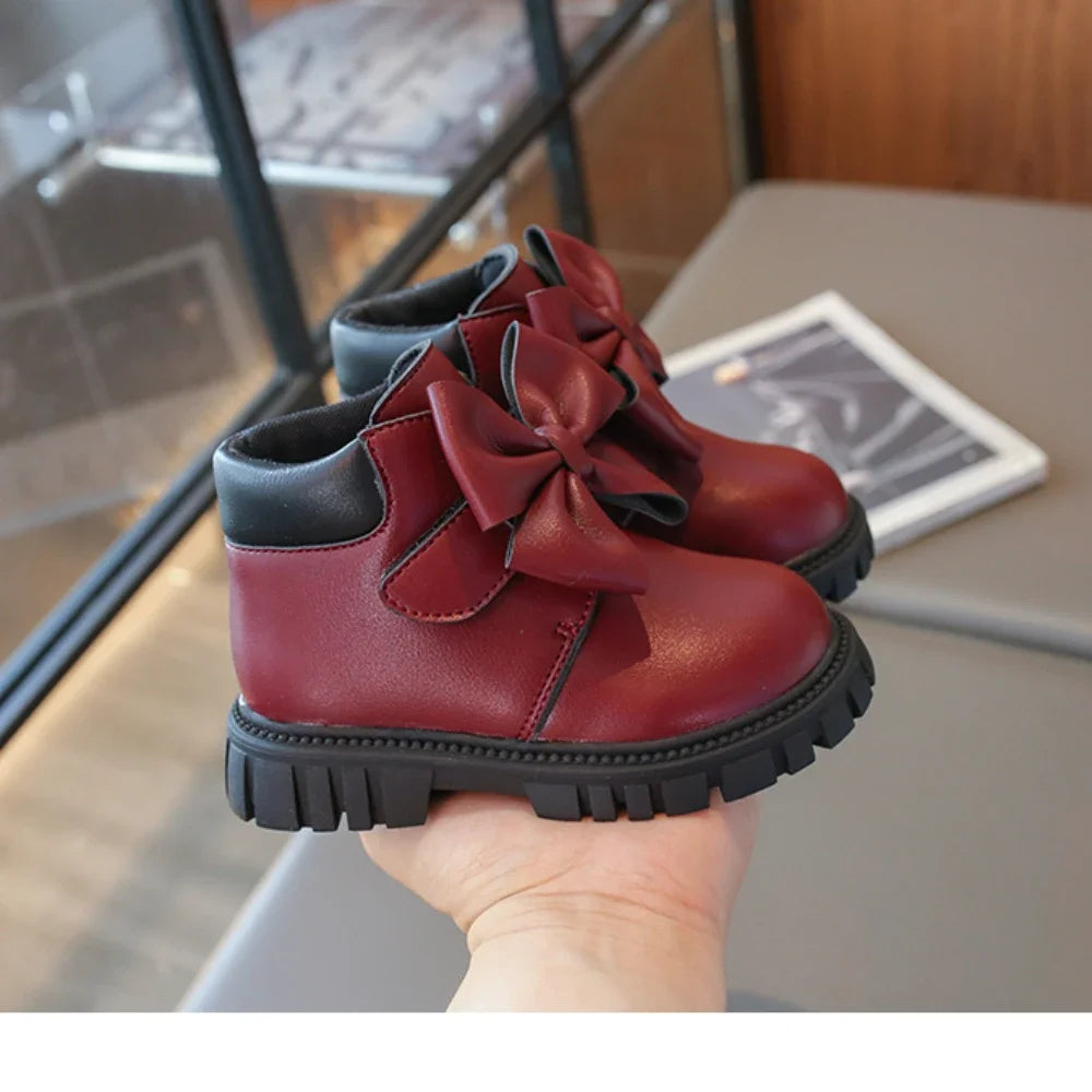 Girls Boots Bow Kids Buckle
