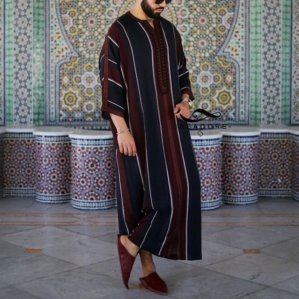 Durable Kaftan Arab Muslim Robe Men Jubba Thobe