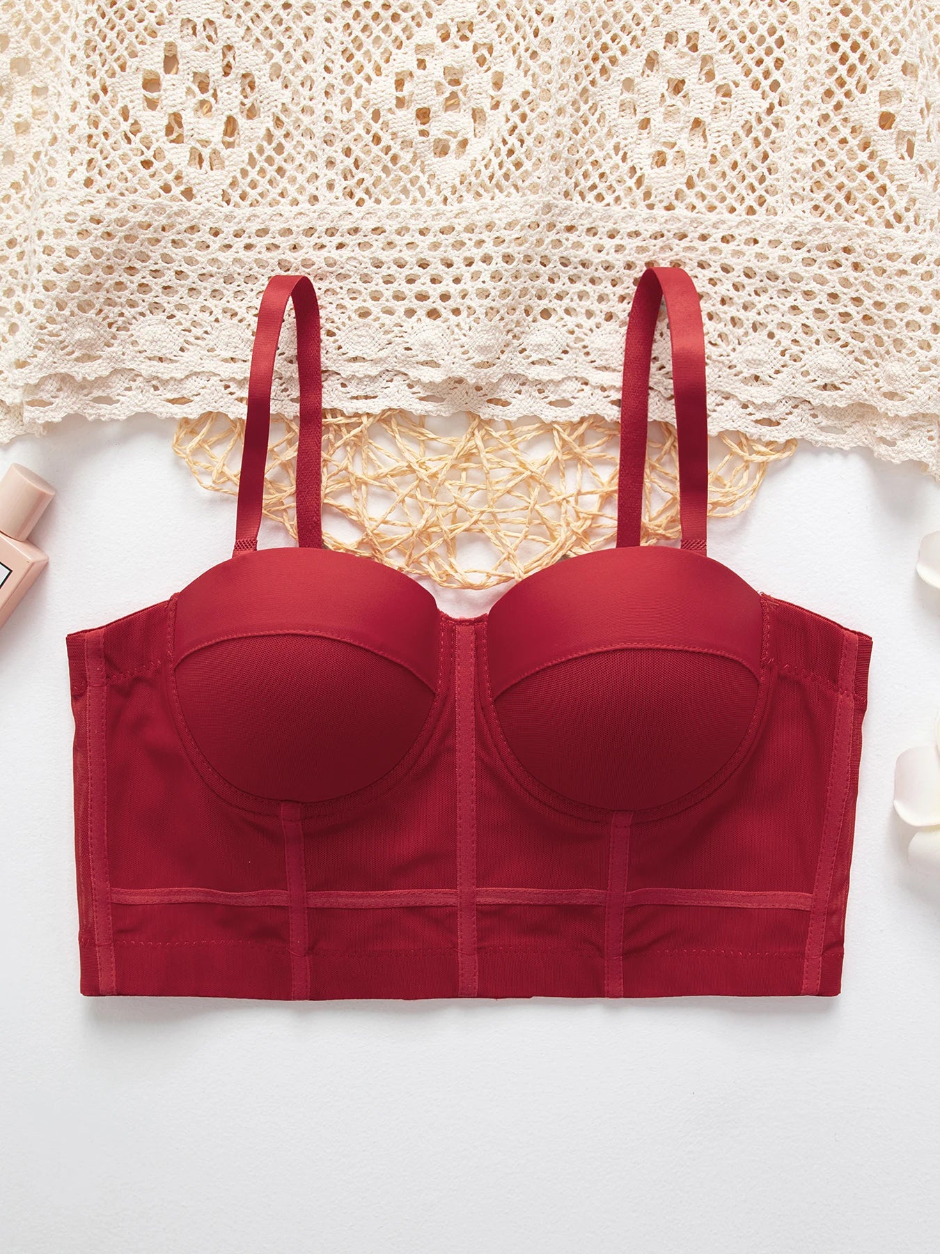 Solid Color Simplicity Elegant New Shoulder Strap Gauze Bra