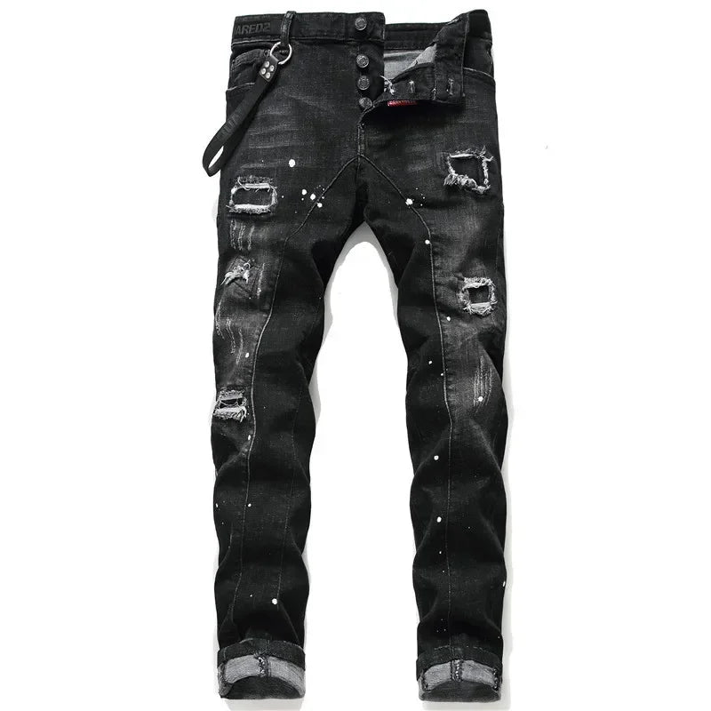 Men Long Denim Pencil Pants