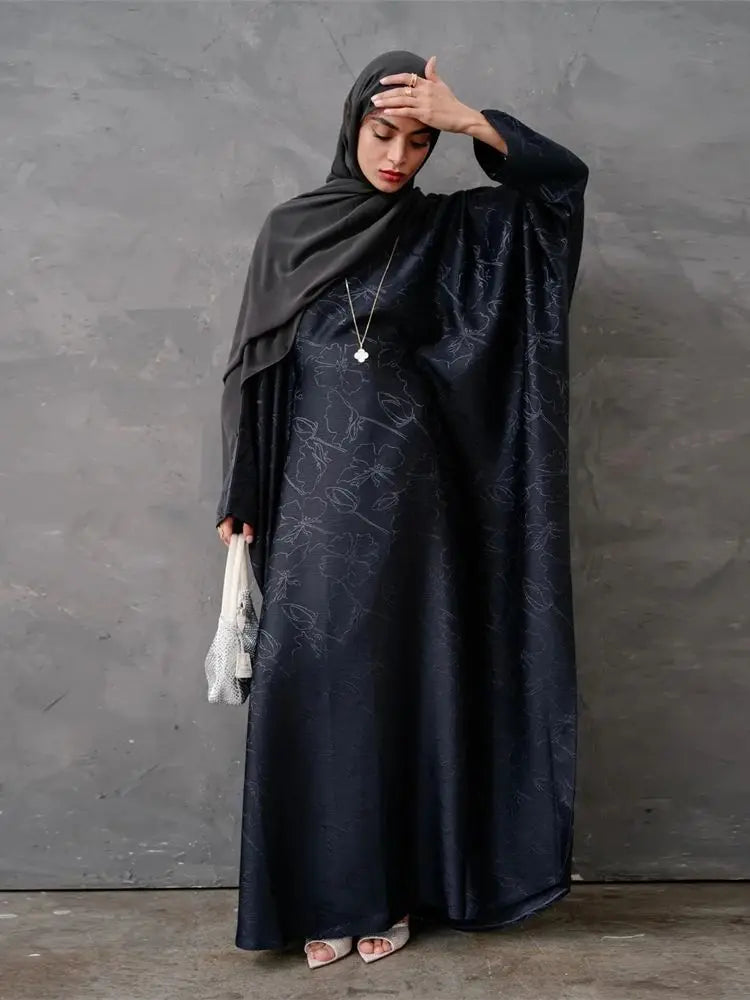 Satin Abaya Damen Dubai Arabic Muslim Kaftan African Dresses