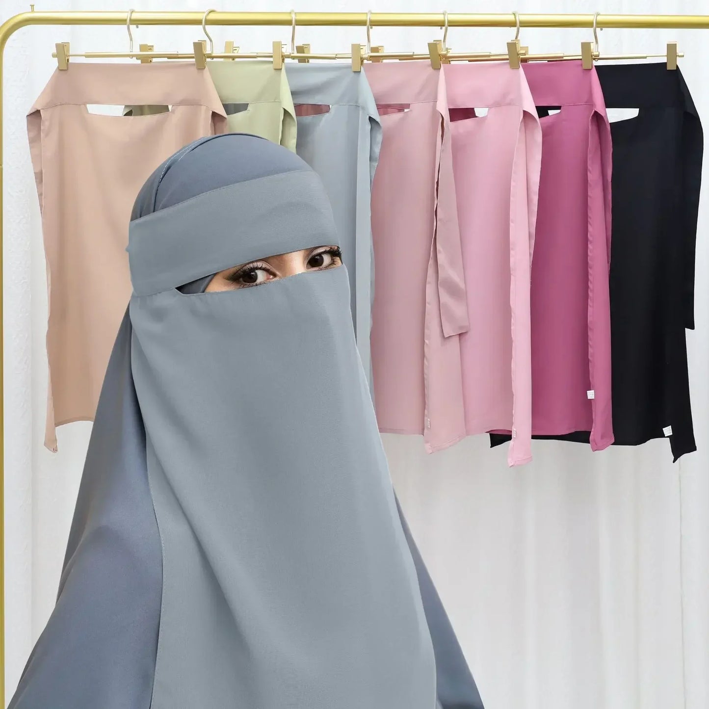 Plain Nida Niqab Tie back Face Cover