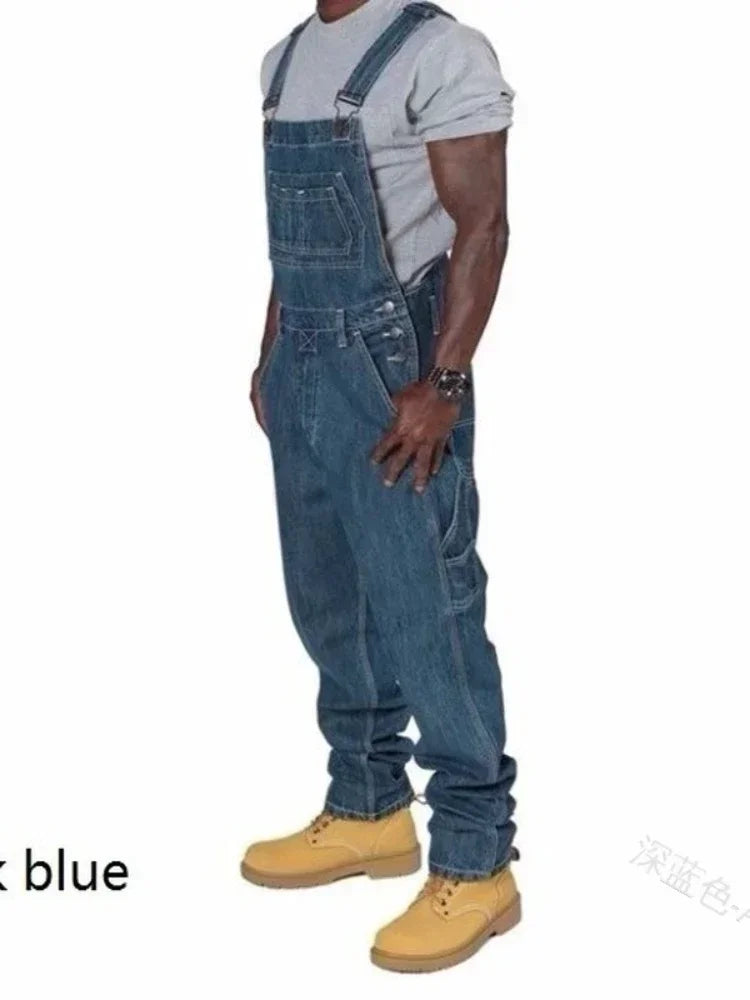 Mens Jeans Overalls Men Pockets