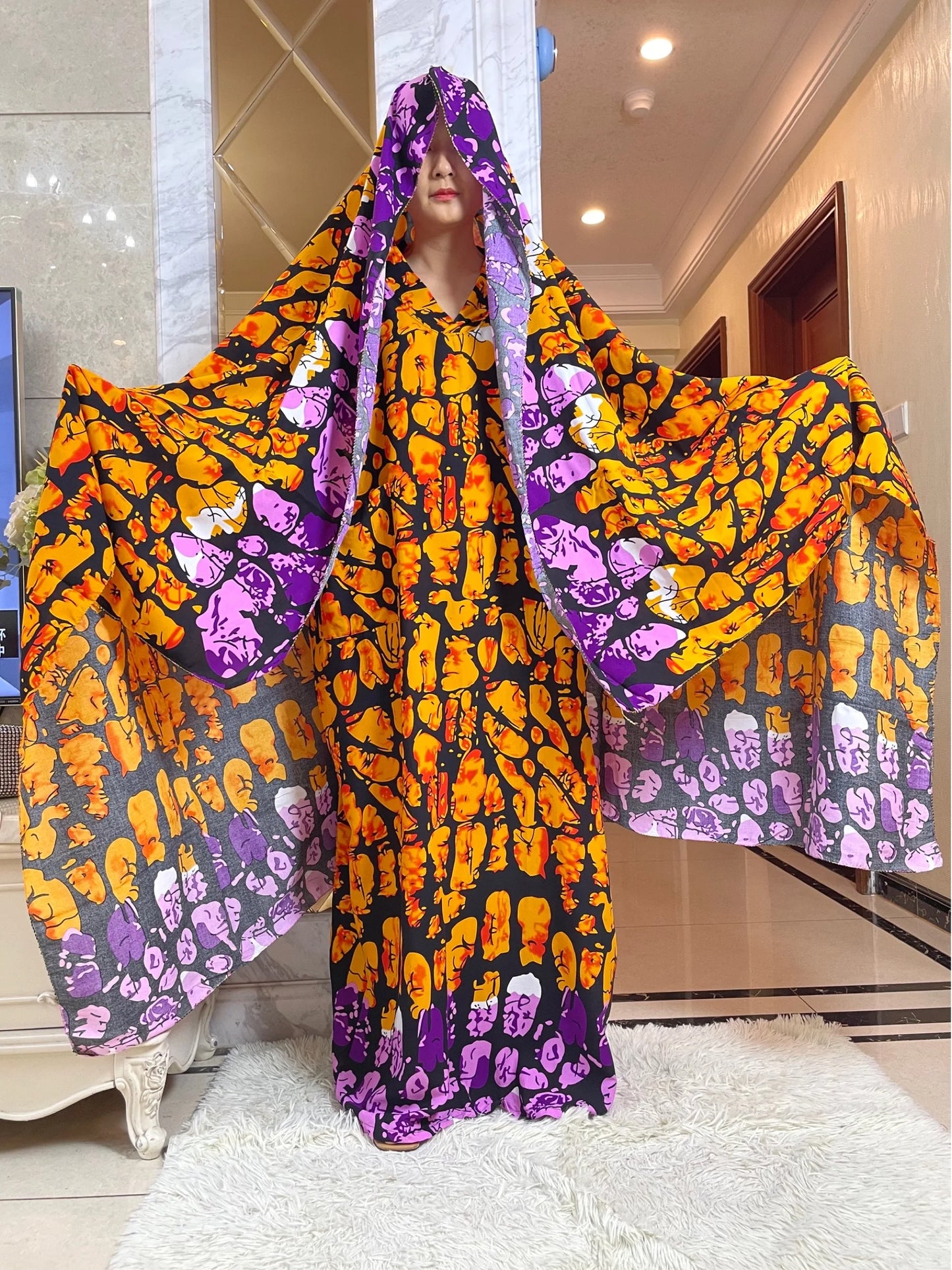 Muslim Abaya Short Sleeve African Dress Pure Cotton