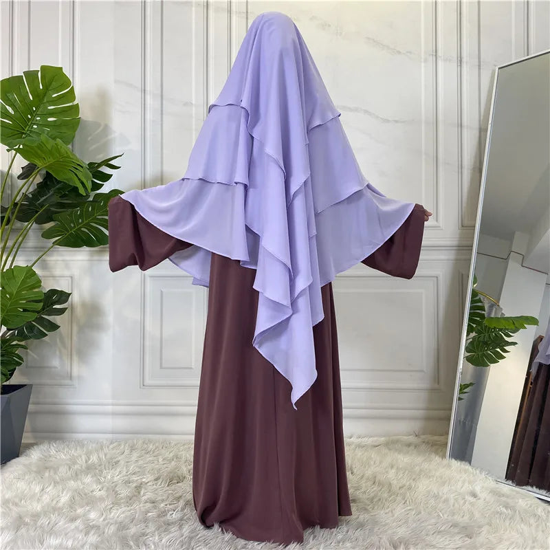 3 Layers Chiffon Hijabs Islamic Clothing Ramadan Eid Headdress
