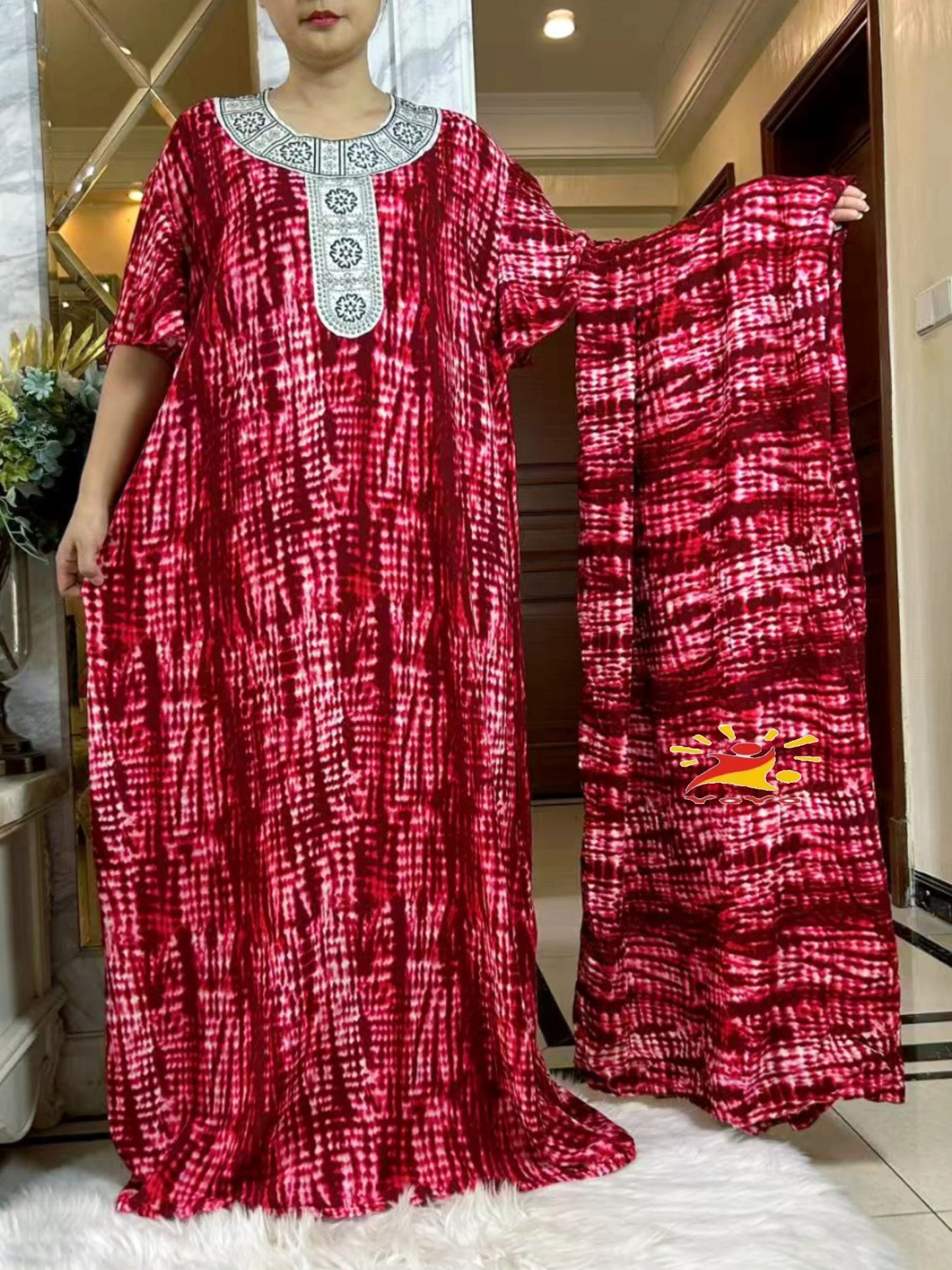Muslim Abaya Short Sleeve African Dress Pure Cotton