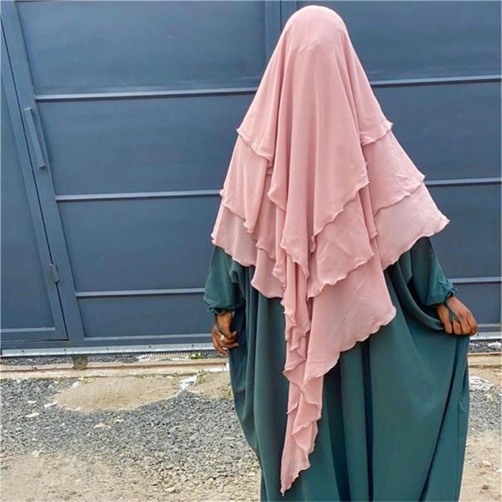 3 Layers Chiffon Hijabs Islamic Clothing Ramadan Eid Headdress