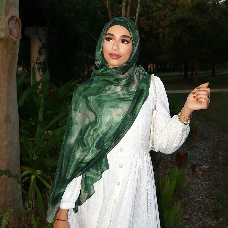 Watercolor Print Hijab Muslim
