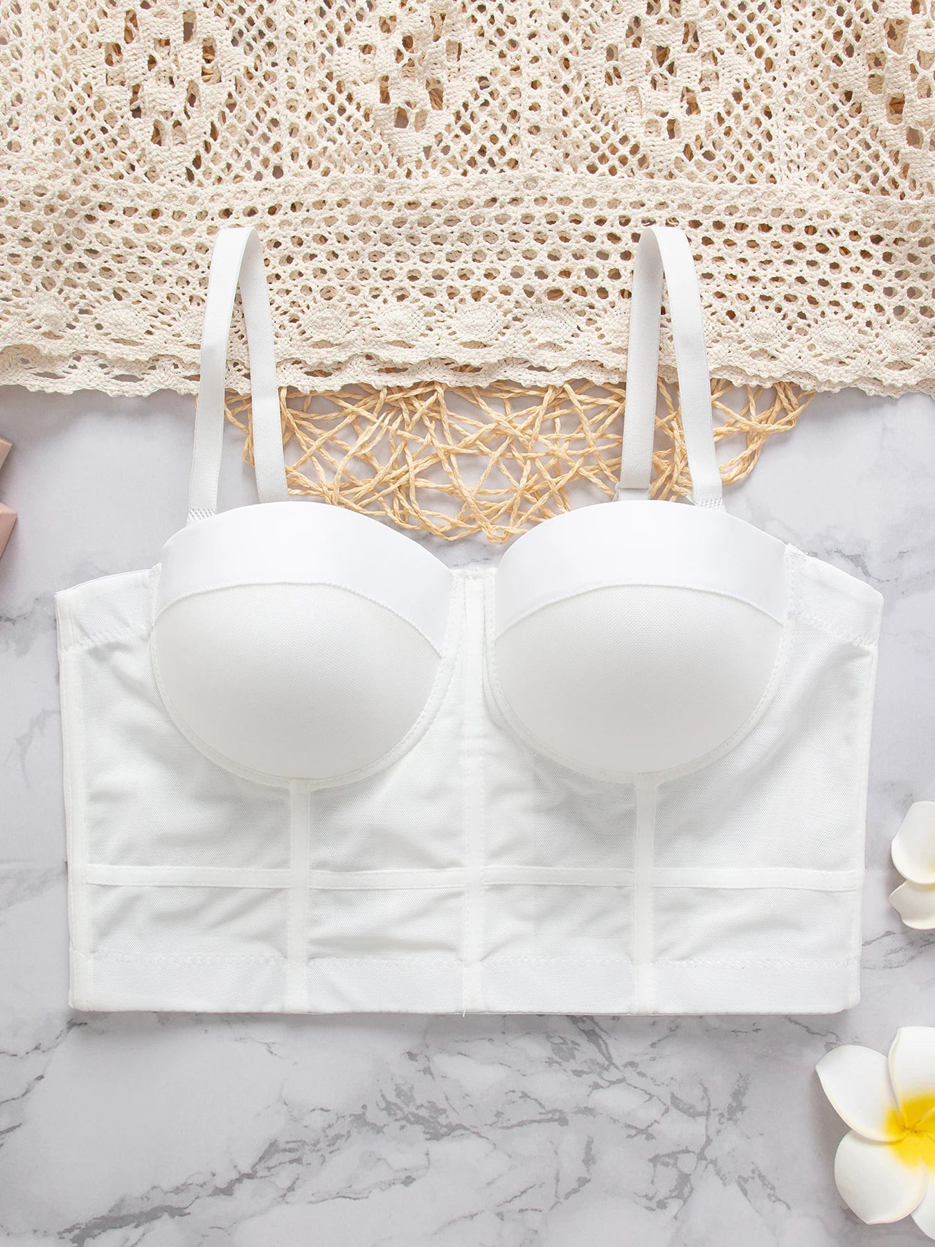 Solid Color Simplicity Elegant New Shoulder Strap Gauze Bra