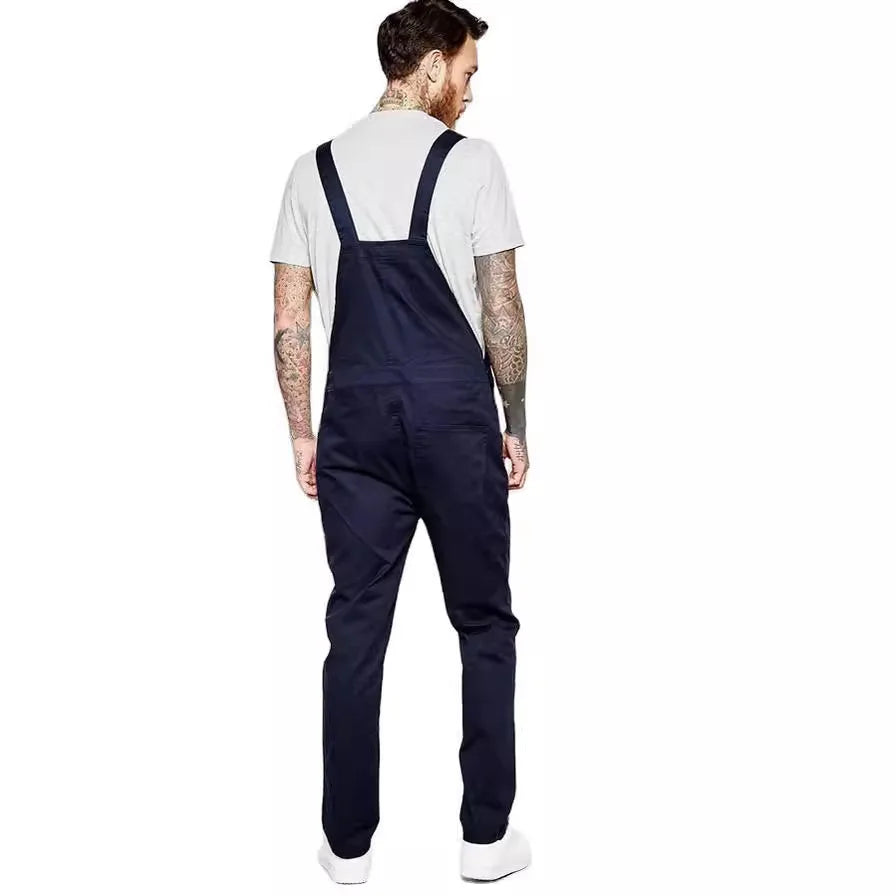 Men Slim Biker Jeans Bib Overalls Jumpsuits