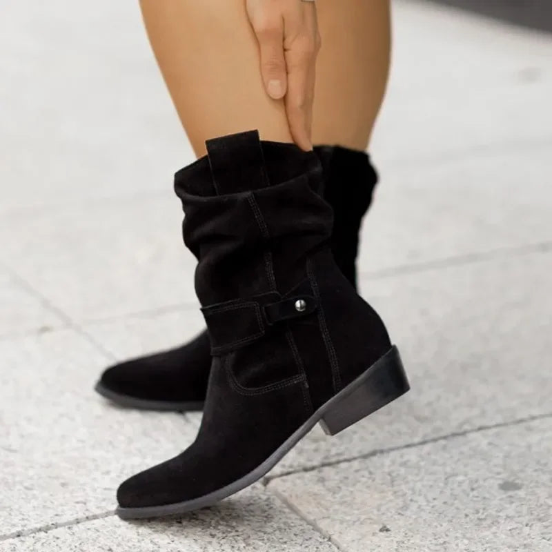 Winter Retro Suede Middle cylinder Ankle Boots