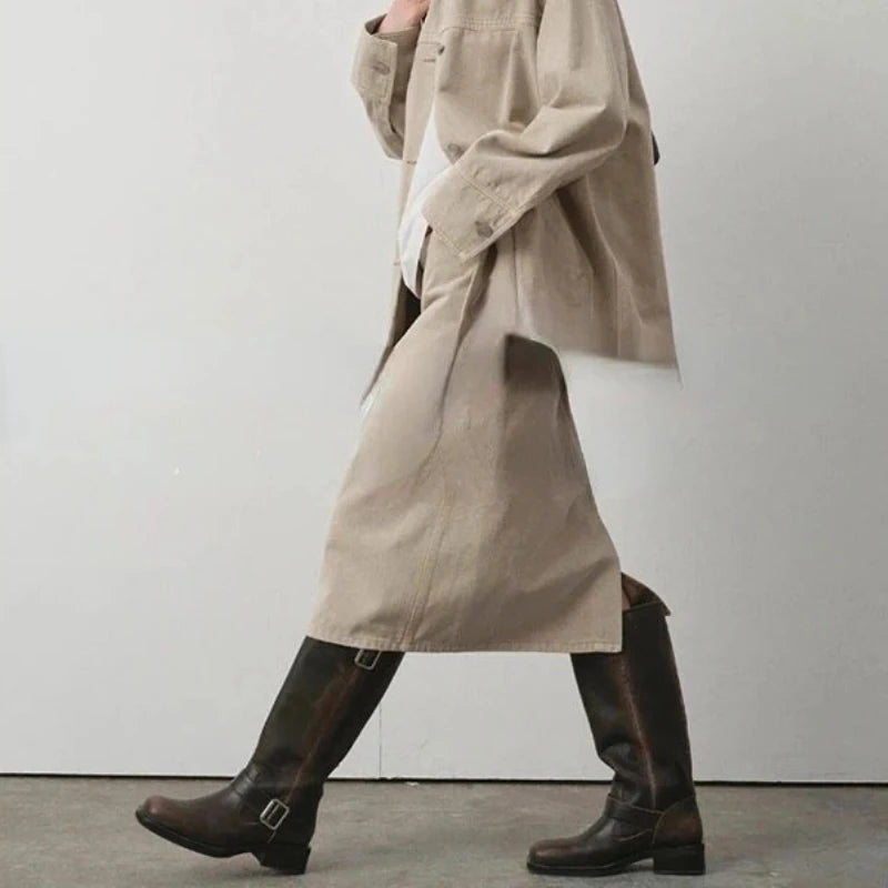 New Retro Brown Western Cowhide Boots