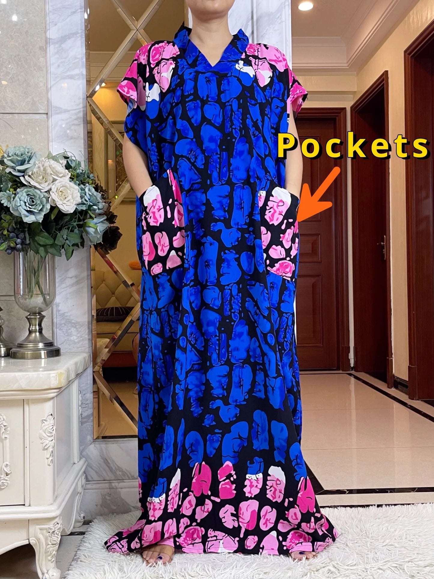 Muslim Abaya Short Sleeve African Dress Pure Cotton