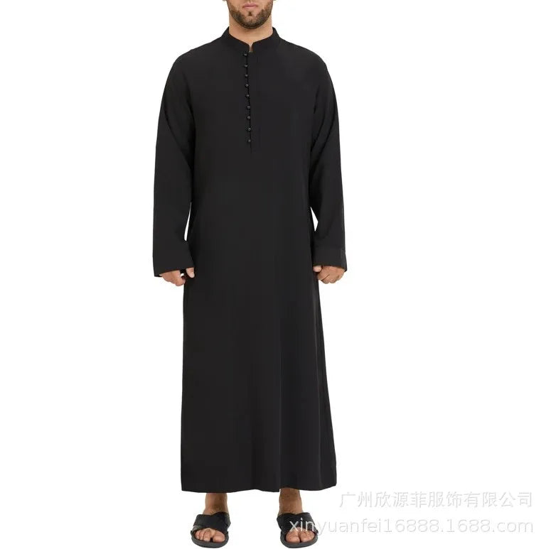 Abaya Dubai Men's Muslim Loose Stand Collar Hui Robe