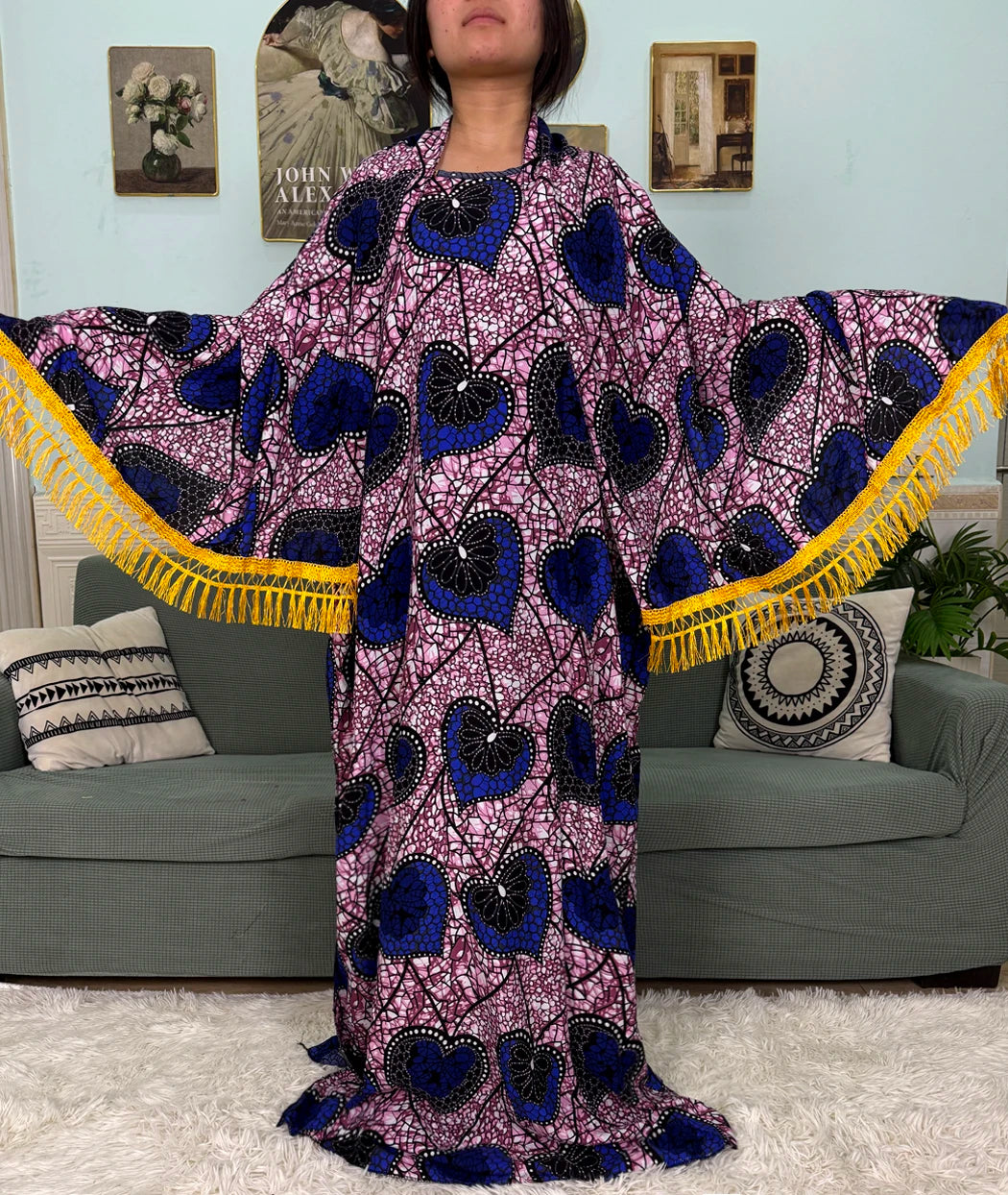 Abayas For Women Printed Cotton Soft Loose Fit Femme Robe