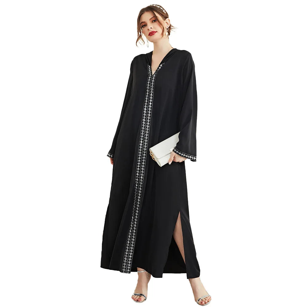 Morocco Kaftan Women Muslim Hooded Maxi Dress