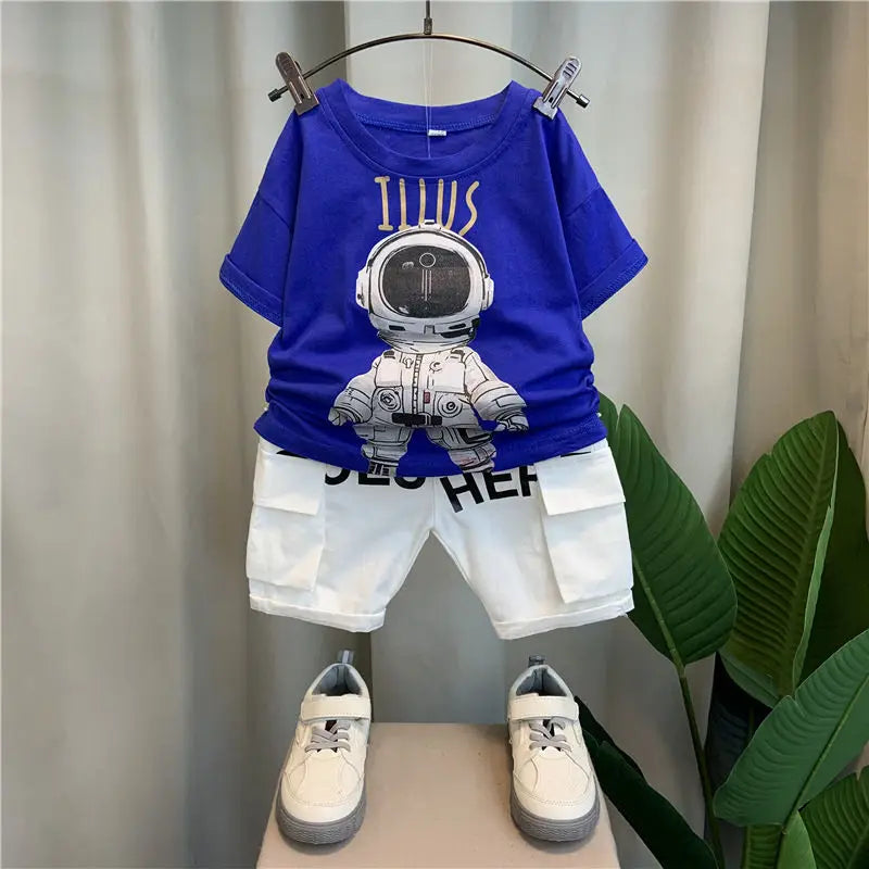 Boys Casual Letter Shorts Two Pieces Set