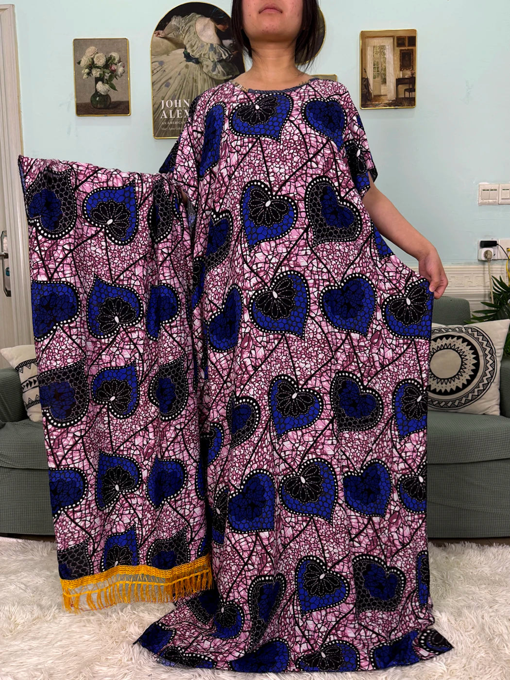 Abayas For Women Printed Cotton Soft Loose Fit Femme Robe
