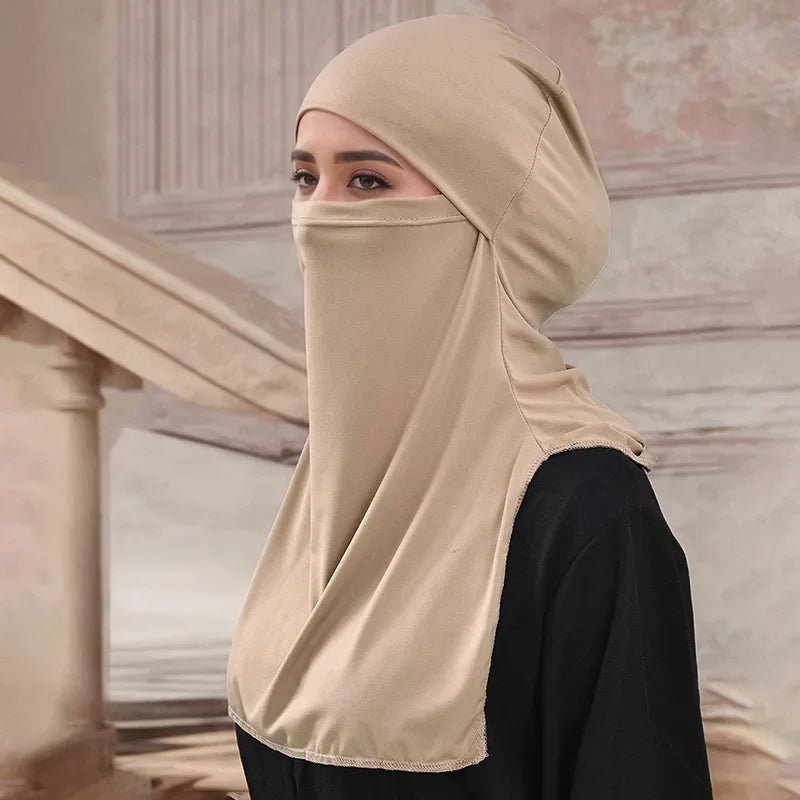 Plain Nida Niqab Tie back Face Cover