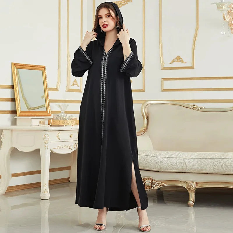 Morocco Kaftan Women Muslim Hooded Maxi Dress