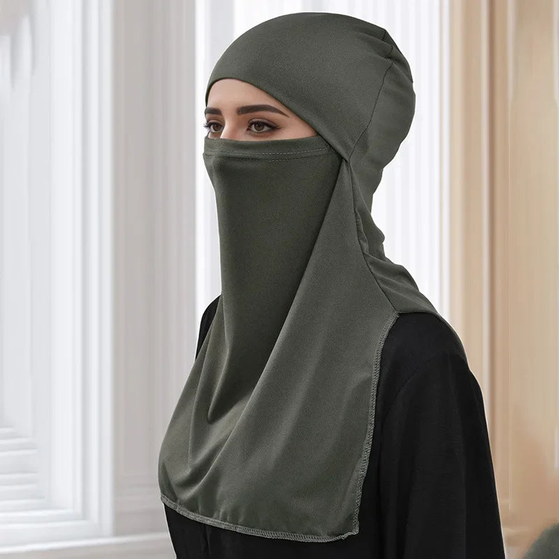Plain Nida Niqab Tie back Face Cover