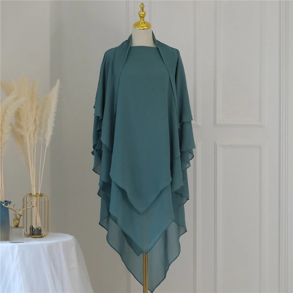 3 Layers Chiffon Hijabs Islamic Clothing Ramadan Eid Headdress