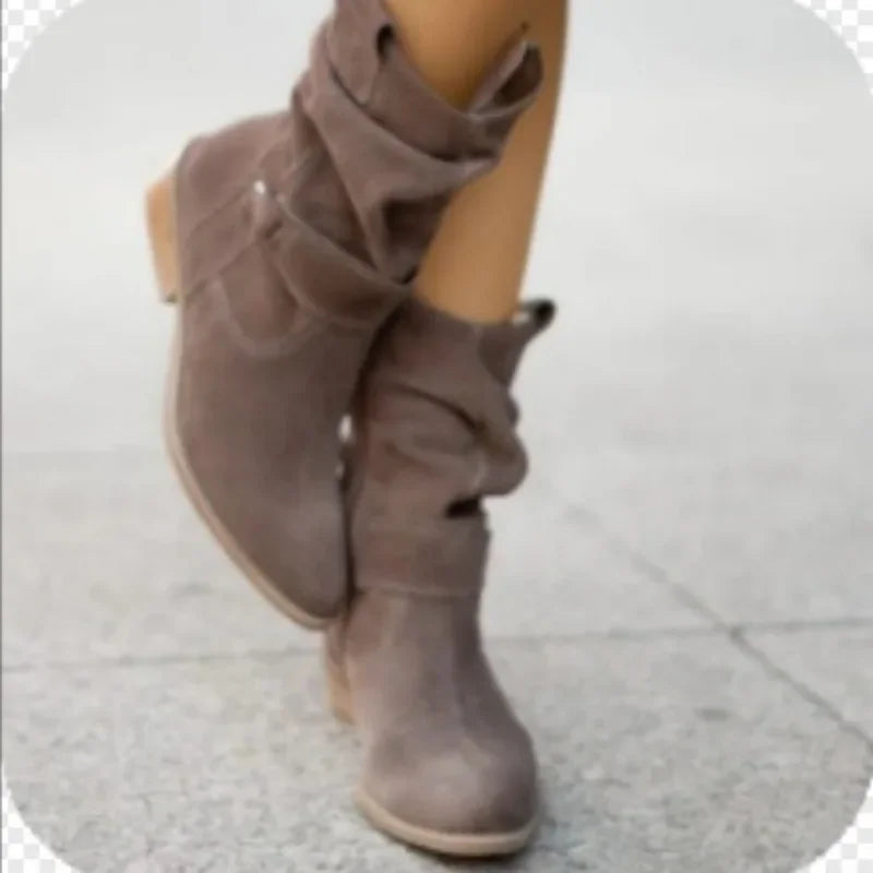 Winter Retro Suede Middle cylinder Ankle Boots