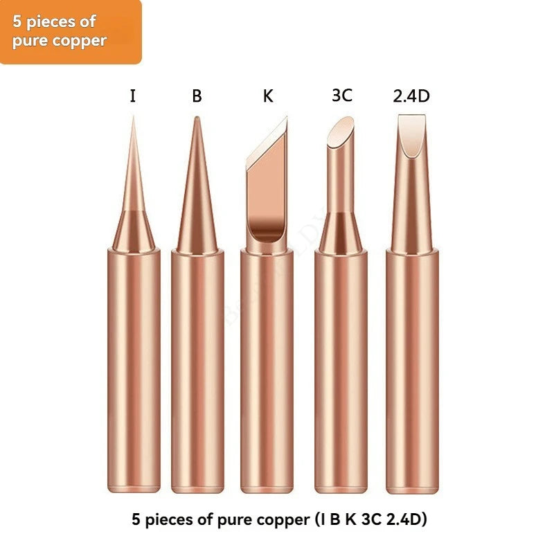 5pcs 900M-T Pure Copper Soldering Iron Tip Lead-free Solder