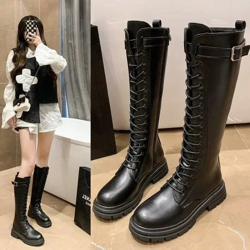 Women Combat Boots High Platform