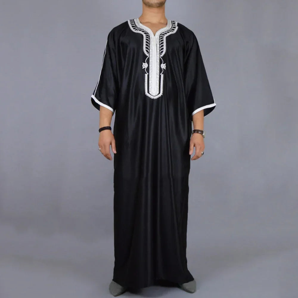 Durable Kaftan Arab Muslim Robe Men Jubba Thobe