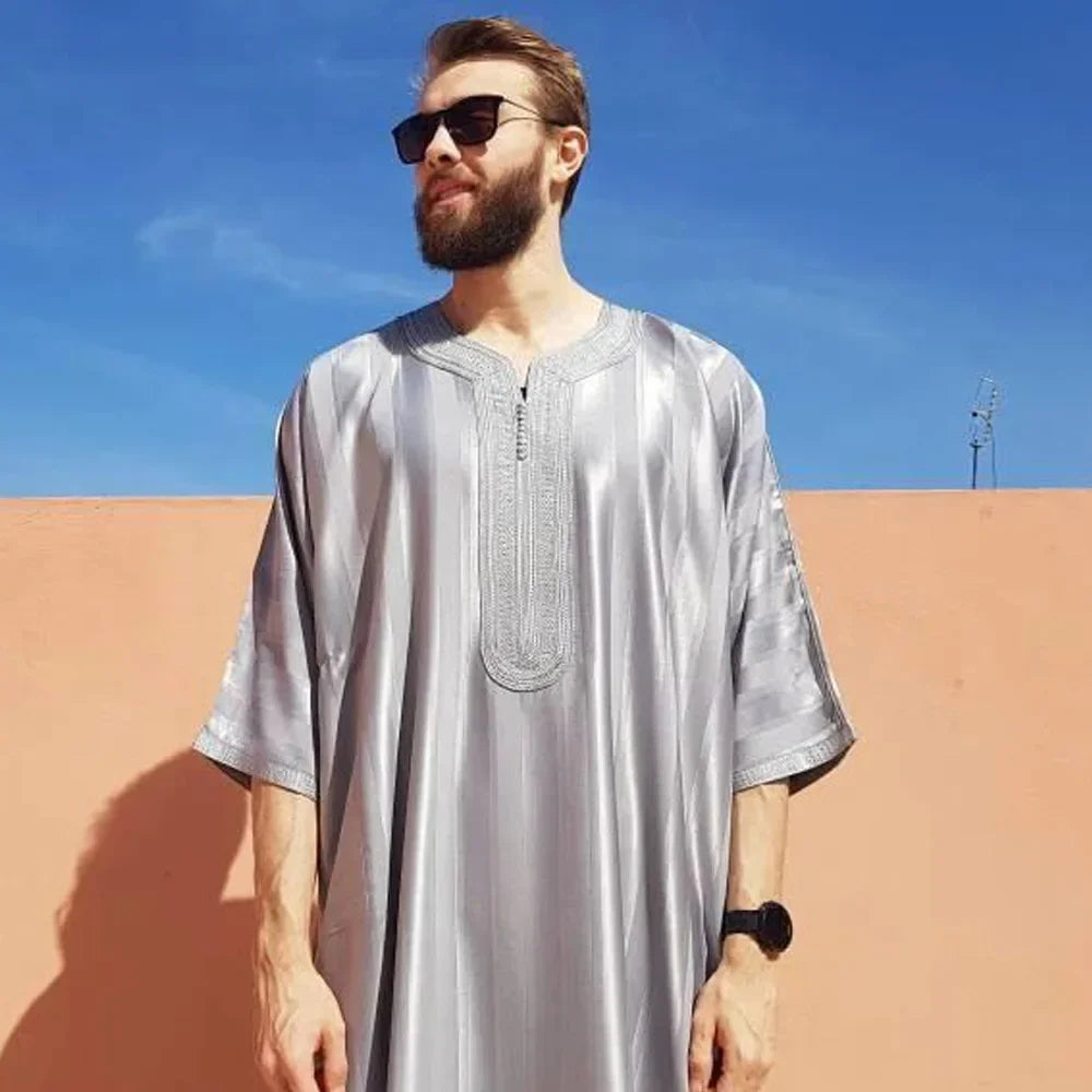 Durable Kaftan Arab Muslim Robe Men Jubba Thobe